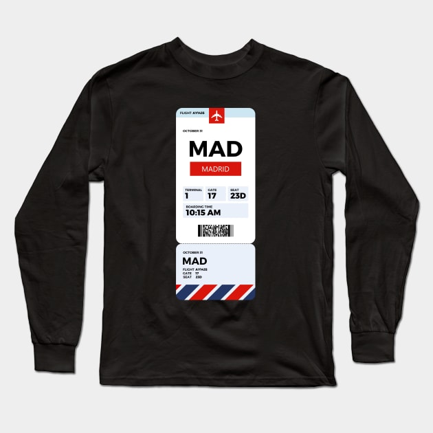Madrid boarding pass Long Sleeve T-Shirt by MBNEWS